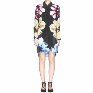 Equipment Silk Dress Floral over Black Size Small